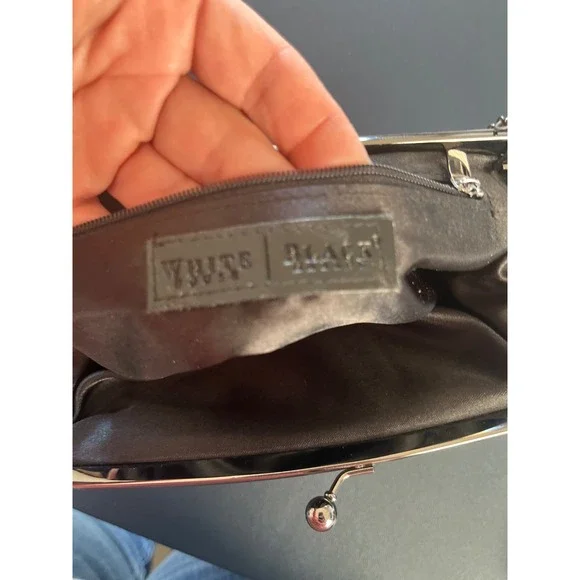 White‎ House Black Market Black Beaded Sequin Clasp Evening Clutch Chain Bag - Picture 3 of 3